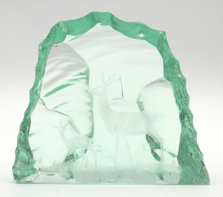 Kosta Boda T. Cronquist Etched Glass Sculpture