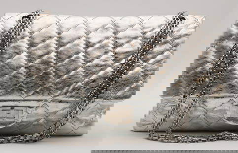 Chanel 2.55 Double Flap Metallic Shoulder Bag: Chanel 2.55 Double Flap Metallic Shoulder Bag. Measures approx. - 7 1/4" high x 12 1/2" long x 4 5/8" deep. Have a similar item to sell? Contact us at info@marketauctionsinc.com Please