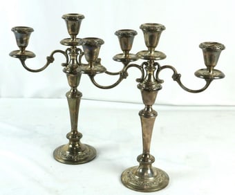 Pair of Gorham Weighted Sterling Silver Candelabras