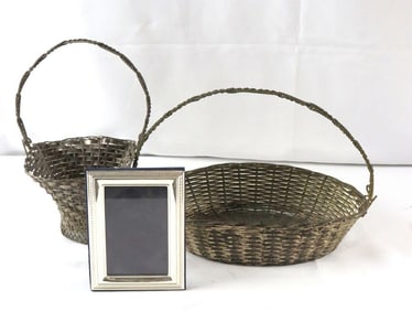 Lot of Silver Baskets and Mirror