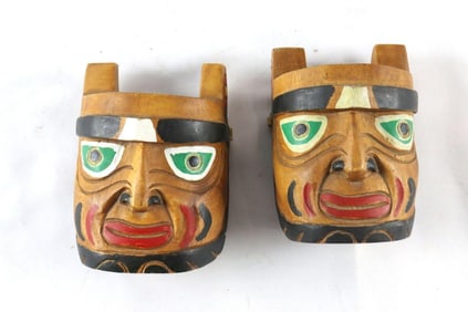 Pair of Wooden Wall Masks