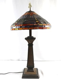 After Tiffany Studios Art Deco Style Glass Lamp