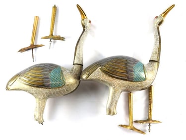 Pair of Vintage Chinese Cloisonne Bird Sculptures
