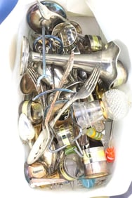 Bag of Misc. Silver Plate, Glass