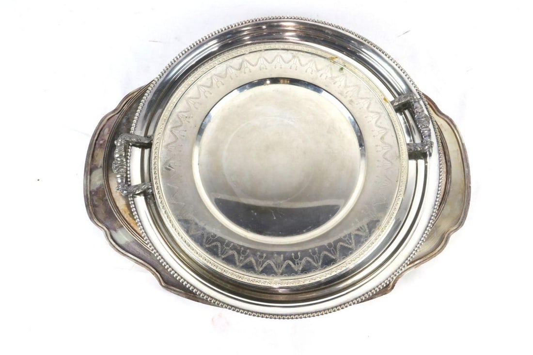 Lot of 6 Silver Plated Serving Platters (1 of 8)