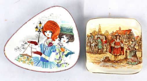 Pair of Painted Porcelain Trays