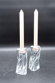 Pair of Baccarat Crystal Candle Sticks