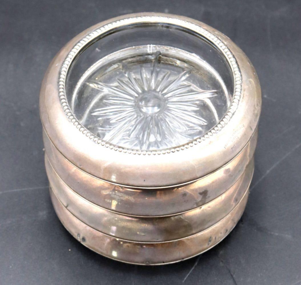 Whiting Sterling & Crystal Glass Coasters (1 of 3)