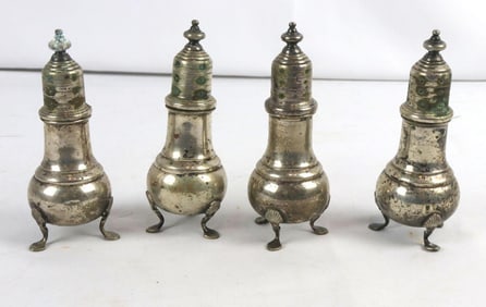 Lot of Four Silver Plated Salt & Pepper Shakers
