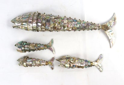 Vintage Articulated Abalone Fish Set