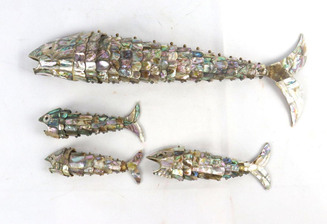 Vintage Articulated Abalone Fish Set (1 of 3)