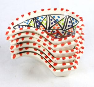 6 Pc. Ceramic Painted Condiment Dishes