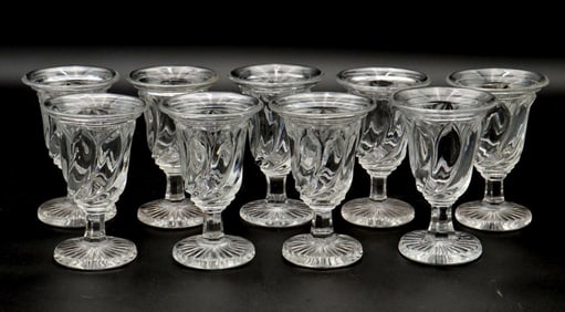 9 Pc. Vintage English Swirl Glass Bar Glasses