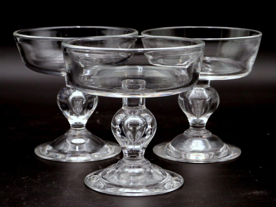 3 Pc. Steuben "Teardrop" Crystal Champagne Glasses (1 of 6)