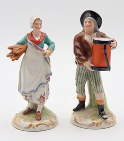 Antique Bourdois & Bloch French Hand Painted Porcelain Sculptures