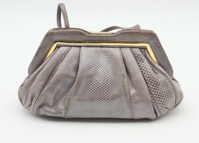 Vintage Judith Leiber Gray Karung Purse