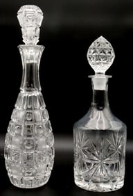 Two Vintage Cut Crystal Decanters