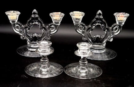 Vintage 4 Pc. Glass Candelabra Set