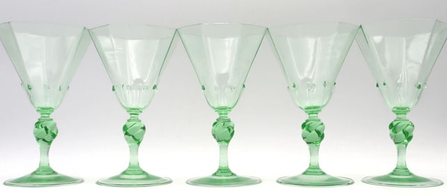 Vintage 5 Pc. Venetian Martini Glass Set