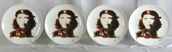 Four Vik Muniz "Che (Black Beans)" Porcelain Chargers