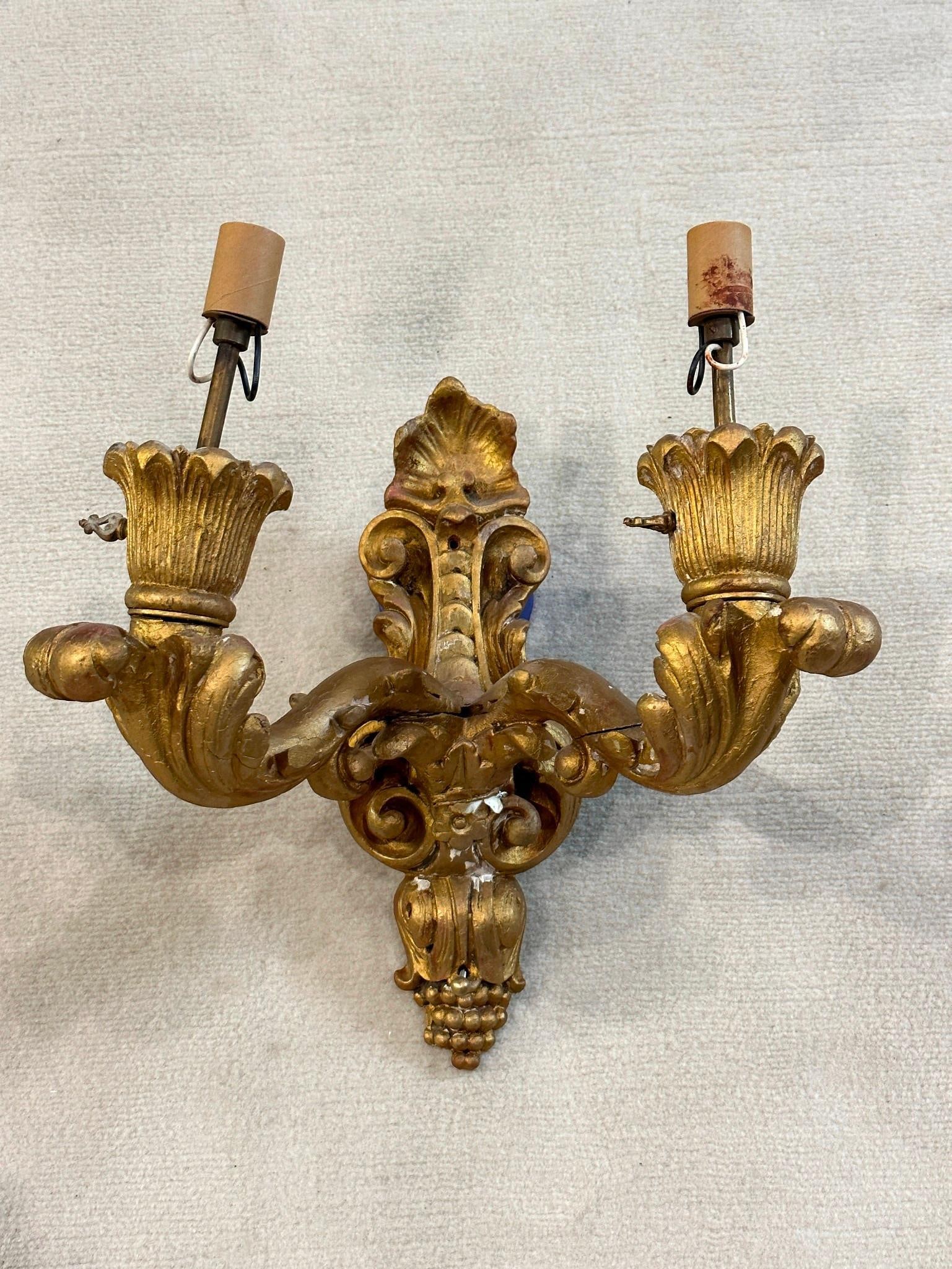 2 Light Electrified Giltwood Sconce (1 of 5)