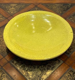 Large Green Decorative Pottery Bowl