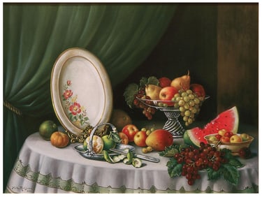 Framed Still Life Print Signed Rodriguez