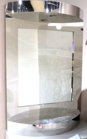 Rare Karl Springer Chrome Mirror Wall Console