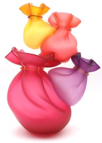 Kate Vogel & John Littleton "Four Bags" Art Glass Sculpture