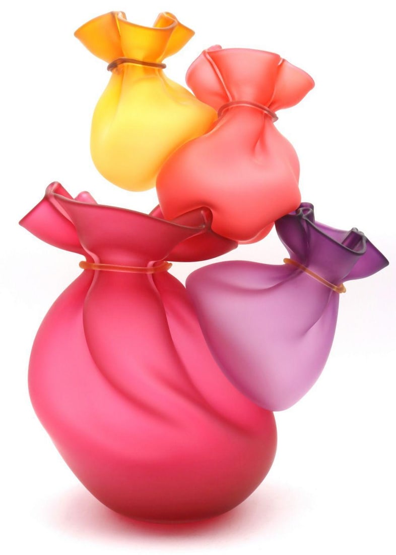 Kate Vogel & John Littleton "Four Bags" Art Glass Sculpture (1 of 7)