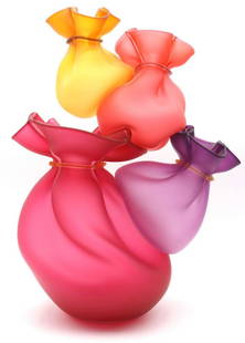 Kate Vogel & John Littleton "Four Bags" Art Glass Sculpture: Kate Vogel &amp; John Littleton &#34;Four Bags&#34; Blown Art Glass Sculpture. John Littleton (American, b. 1957), Kate Vogel (American, b. 1956). Signed and dated 2004. Measures approx. - 18 1/4&#34;