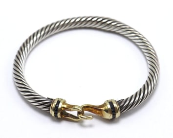 David Yurman 14Kt & Sterling Sapphire Bangle Bracelet