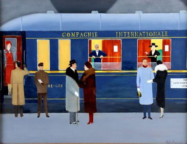 Neil Davenport (British, 1913-1983) "Wagon-Lits" Oil on Board