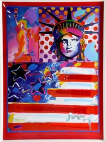 Peter Max "God Bless America II" Mixed Media Painting