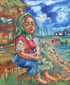 David Burliuk (Ukranian, 1882-1967) Oil Painting on Canvas