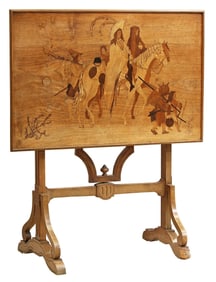Emile Galle (French, 1846-1904) Marquetry Inlaid Folding Table