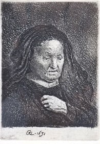 Rembrandt van Rijn (Dutch,1606-1669) "The Artist's Mother" Etching