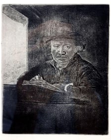 Rembrandt van Rijn (Dutch,1606-1669) "Drawing at a Window" Etching