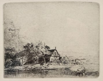 Rembrandt van Rijn (Dutch,1606-1669) "Landscape with Cow Drinking" Etching