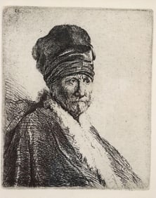 Rembrandt van Rijn (Dutch,1606-1669) "Man with High Cap" Etching