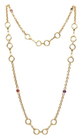 Vintage Hermes 18Kt & Gemstone Long Necklace