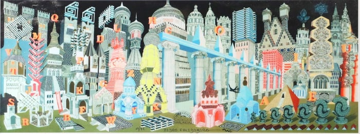 Pedro Friedeberg "Arquitectura Alfabetizada" Silkscreen