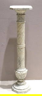 Italian Carved White Marble Pedestal: Italian Carved White Marble Pedestal. Measures approx. - 39&#34; H x 10&#34; W x 10&#34; D. Condition is overall good. Have a similar item to sell? Contact us at info&#64;marketauctionsinc.com Please