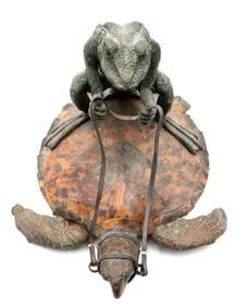 Maitland Smith "Frog on Tortoise" Bronze Sculpture