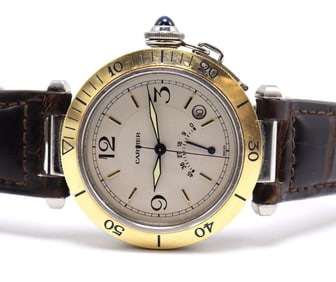 Cartier "Pasha" 18Kt & Stainless Steel Wristwatch