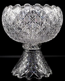 Large American Brilliant Cut Crystal Punch Bowl
