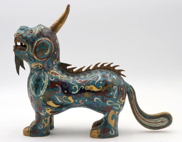 Antique Chinese Cloisonne Qilin