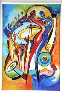 Alfred Gockel "Motwon Collaboration II" Giclee on Canvas: Alfred Gockel (German, b. 1952) &#34;Motwon Collaboration II&#34; Giclee on Canvas. 2006, giclee in color on cavas. Signed in ink lower right. From the edition of 17. Measures approx. - 38 3/4&#34; hi