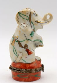 Limoges Hand Painted Porcelain Elephant Pill Box