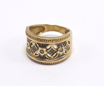 14Kt Yellow Gold and Diamond Filigree Ladies Ring